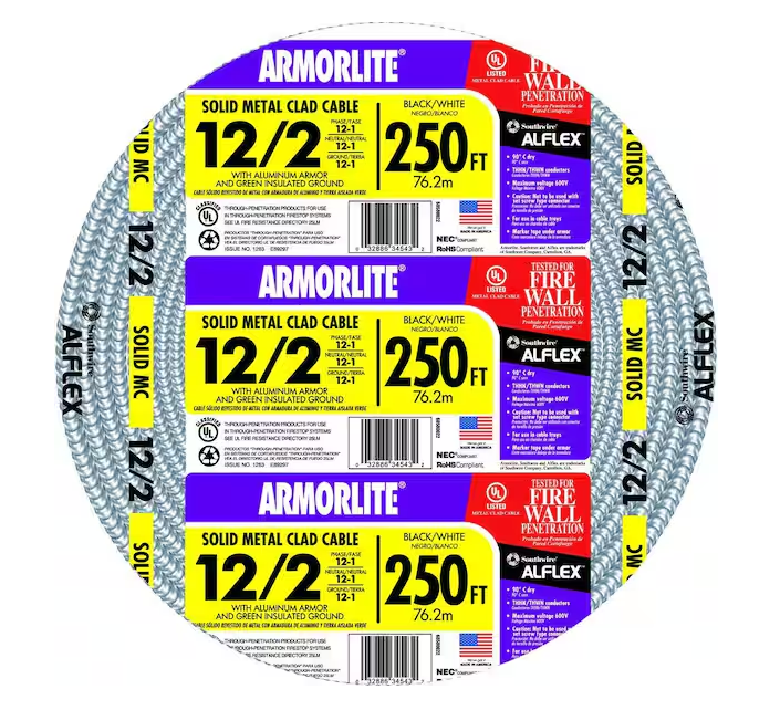 12/2 Solid Metal Clad Cable (250FT)